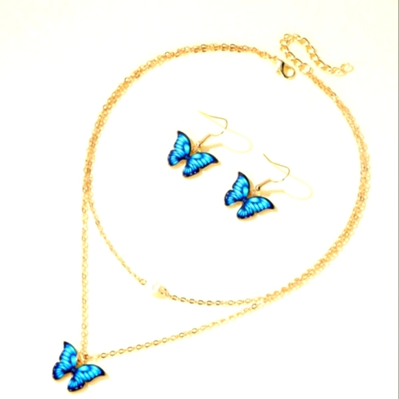 Butterfly Necklace and Earrings - Picture 1 of 4